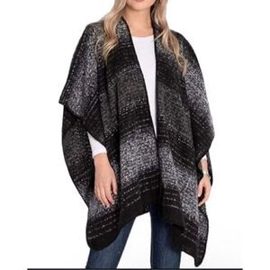 Woolrich shawl pancho blanket wrap one size drape open front